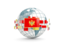 Montenegro. Globe with line of flags. Download icon.