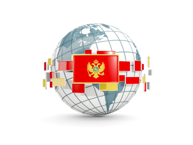 Globe with line of flags. Download flag icon of Montenegro at PNG format