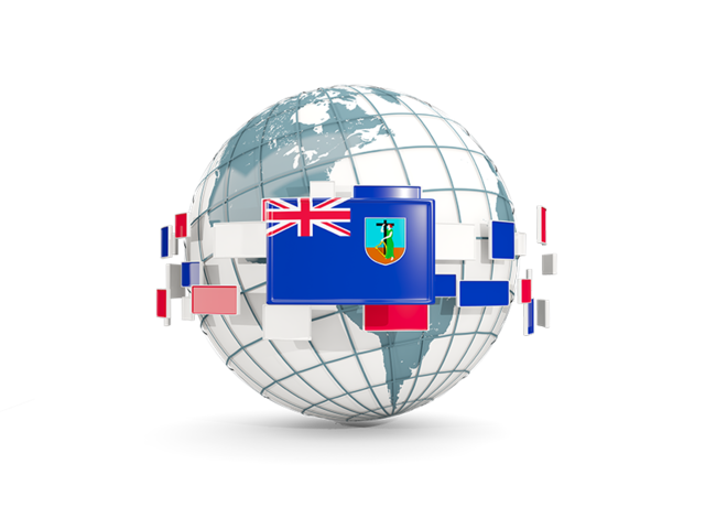 Globe with line of flags. Download flag icon of Montserrat at PNG format