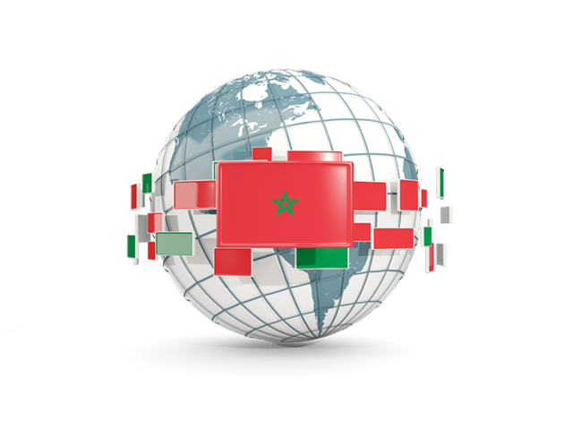 Globe with line of flags. Download flag icon of Morocco at PNG format