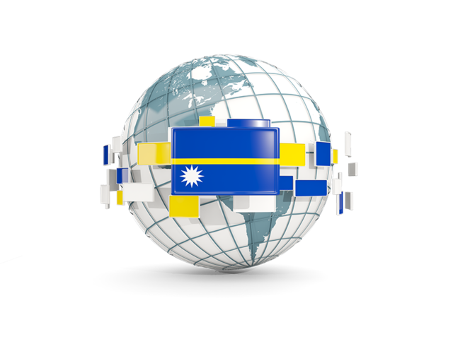 Globe with line of flags. Download flag icon of Nauru at PNG format