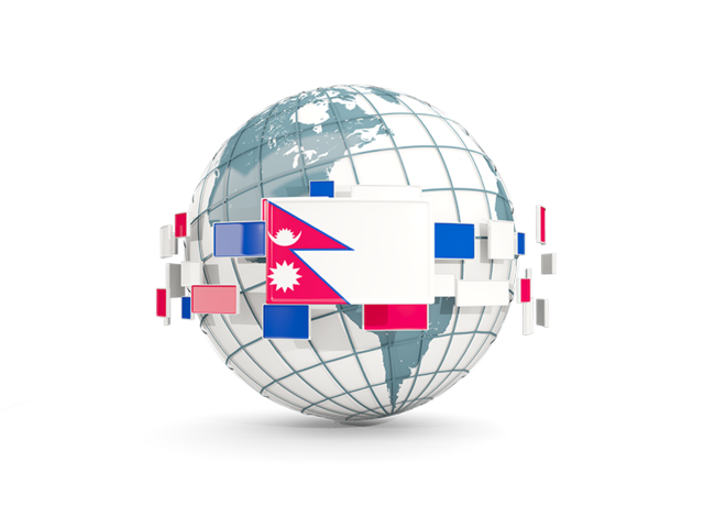 Globe with line of flags. Download flag icon of Nepal at PNG format