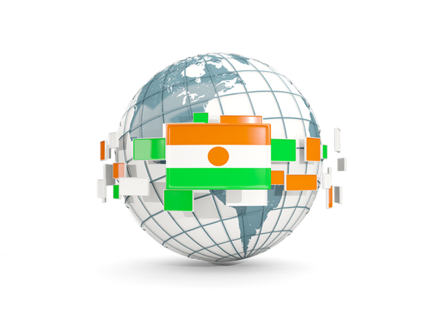 Globe with line of flags. Download flag icon of Niger at PNG format