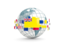 Niue. Globe with line of flags. Download icon.