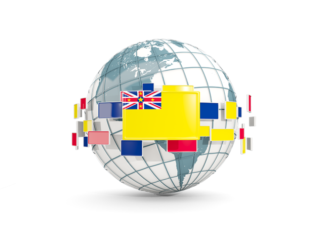 Globe with line of flags. Download flag icon of Niue at PNG format