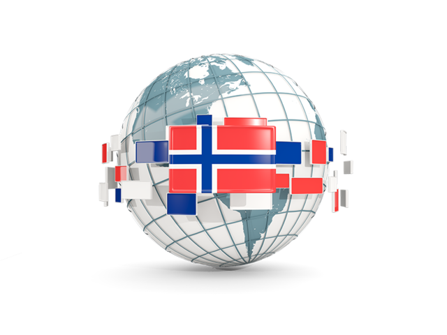 Глобус с флагами. Скачать флаг. Норвегия