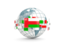 Oman. Globe with line of flags. Download icon.