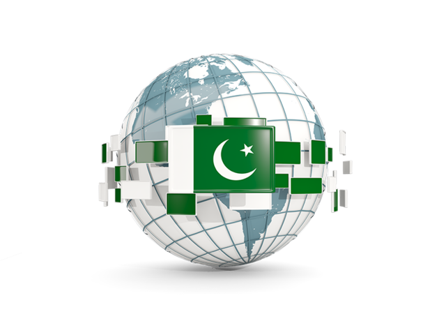 Globe with line of flags. Download flag icon of Pakistan at PNG format