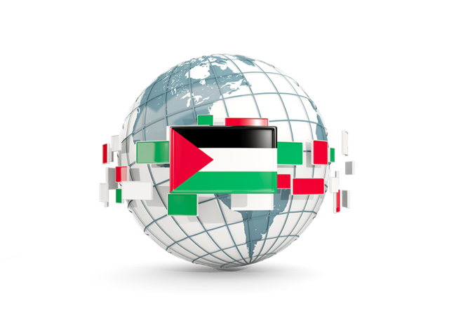 Globe with line of flags. Download flag icon of Palestinian territories at PNG format