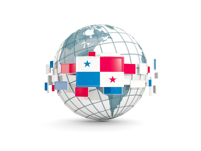 Globe with line of flags. Download flag icon of Panama at PNG format