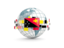 Papua New Guinea. Globe with line of flags. Download icon.