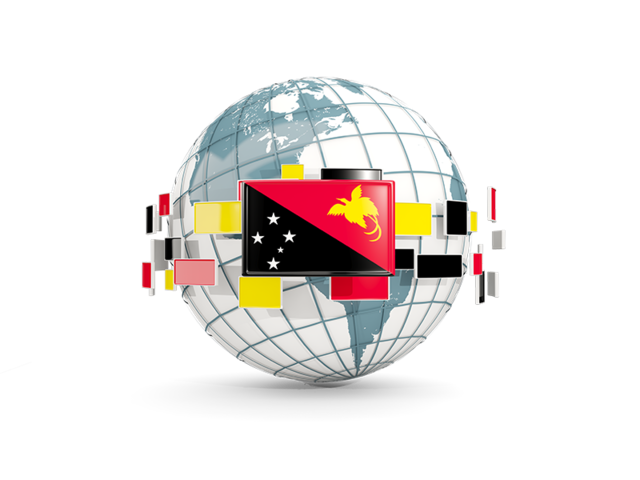 Globe with line of flags. Download flag icon of Papua New Guinea at PNG format