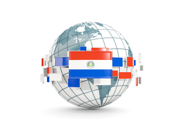 Globe with line of flags. Download flag icon of Paraguay at PNG format