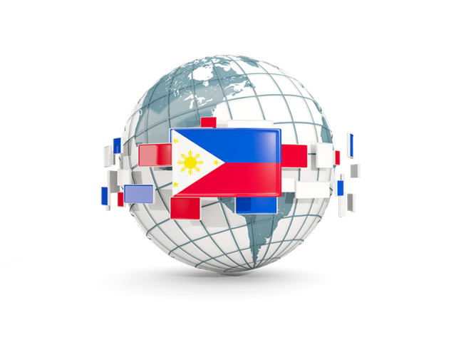 Globe with line of flags. Download flag icon of Philippines at PNG format