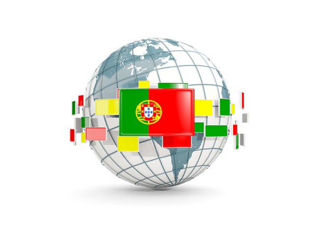 Глобус с флагами. Скачать флаг. Португалия