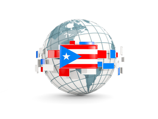 Глобус с флагами. Скачать флаг. Пуэрто-Рико