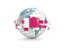 Qatar. Globe with line of flags. Download icon.