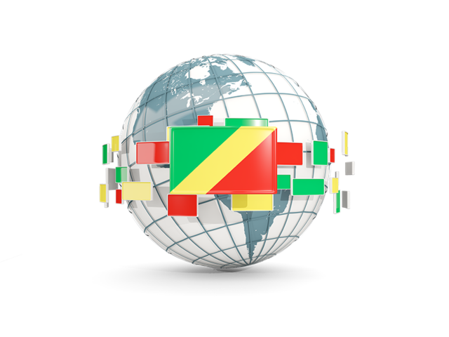 Globe with line of flags. Download flag icon of Republic of the Congo at PNG format