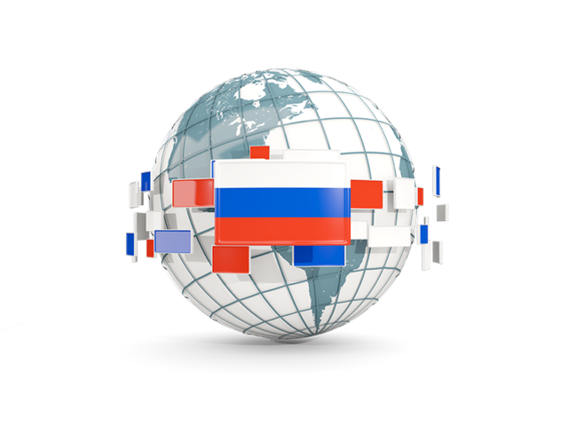 Globe with line of flags. Download flag icon of Russia at PNG format