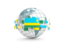 Rwanda. Globe with line of flags. Download icon.