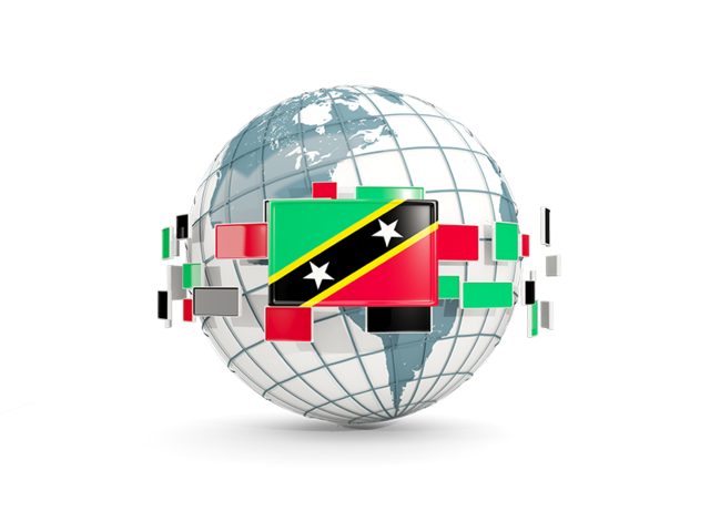 Globe with line of flags. Download flag icon of Saint Kitts and Nevis at PNG format