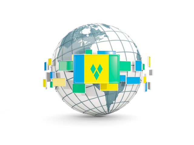 Globe with line of flags. Download flag icon of Saint Vincent and the Grenadines at PNG format