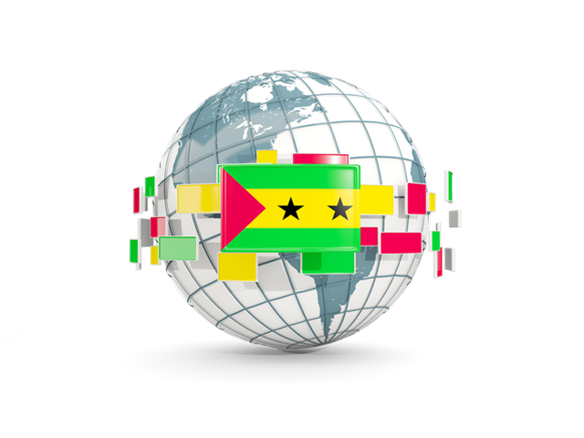 Globe with line of flags. Download flag icon of Sao Tome and Principe at PNG format