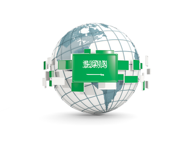Globe with line of flags. Download flag icon of Saudi Arabia at PNG format