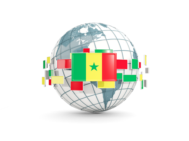 Globe with line of flags. Download flag icon of Senegal at PNG format