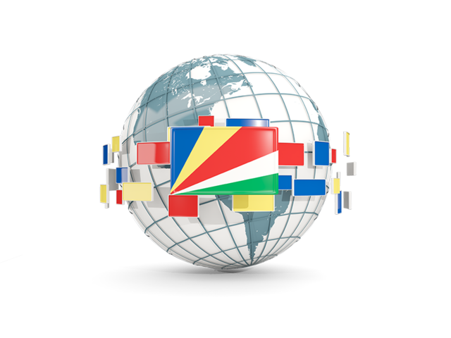 Globe with line of flags. Download flag icon of Seychelles at PNG format