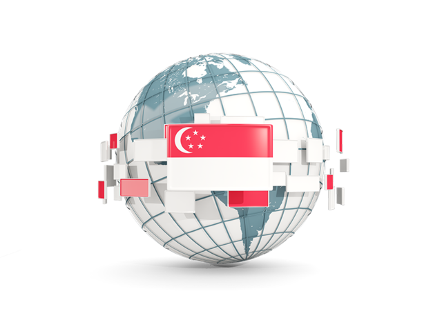 Globe with line of flags. Download flag icon of Singapore at PNG format
