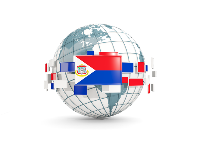 Globe with line of flags. Download flag icon of Sint Maarten at PNG format
