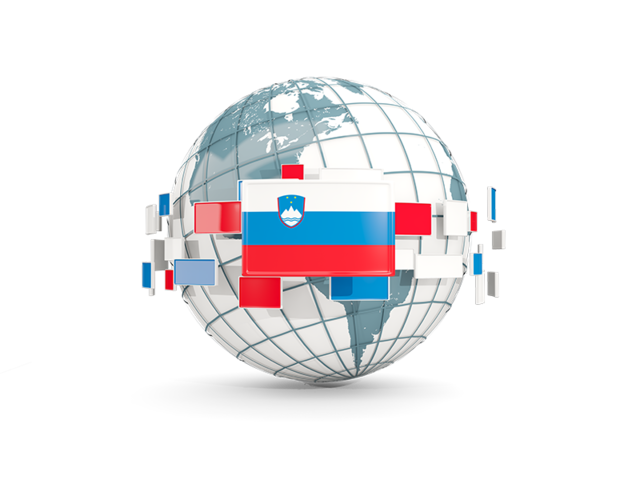 Globe with line of flags. Download flag icon of Slovenia at PNG format