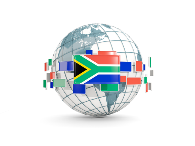 Globe with line of flags. Download flag icon of South Africa at PNG format