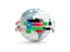 South Sudan. Globe with line of flags. Download icon.