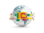 Sri Lanka. Globe with line of flags. Download icon.