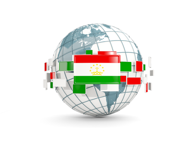 Globe with line of flags. Download flag icon of Tajikistan at PNG format