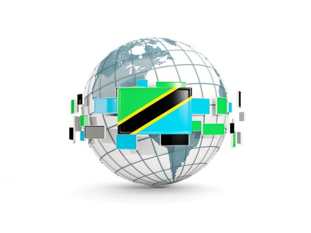 Globe with line of flags. Download flag icon of Tanzania at PNG format