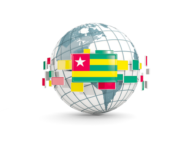 Globe with line of flags. Download flag icon of Togo at PNG format