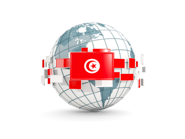Globe with line of flags. Download flag icon of Tunisia at PNG format