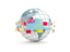 Tuvalu. Globe with line of flags. Download icon.