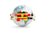Uganda. Globe with line of flags. Download icon.