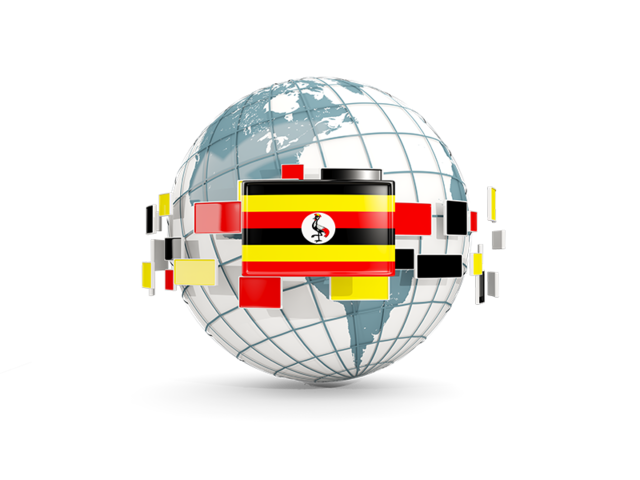 Globe with line of flags. Download flag icon of Uganda at PNG format