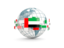 United Arab Emirates. Globe with line of flags. Download icon.