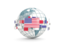 United States of America. Globe with line of flags. Download icon.