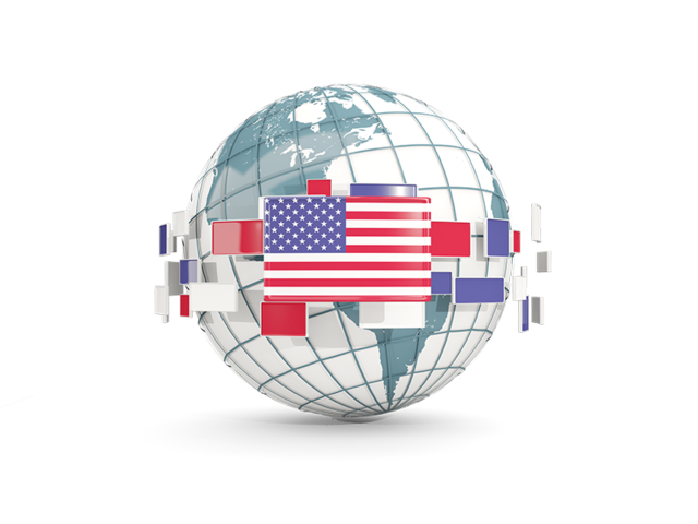 Globe with line of flags. Download flag icon of United States of America at PNG format