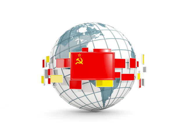 Globe with line of flags. Download flag icon of Soviet Union at PNG format