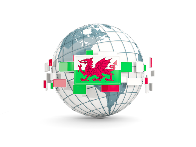 Globe with line of flags. Download flag icon of Wales at PNG format