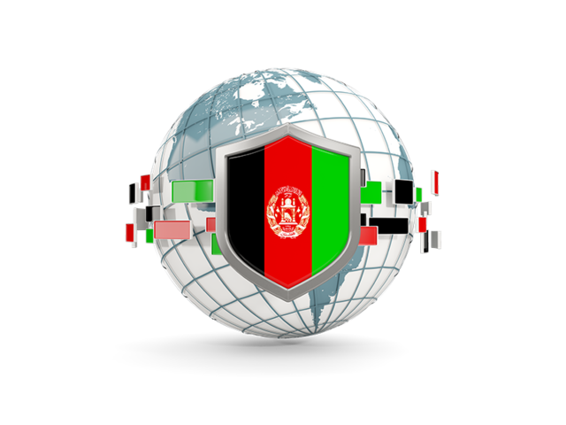 Globe with shield. Download flag icon of Afghanistan at PNG format