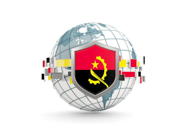 Globe with shield. Download flag icon of Angola at PNG format